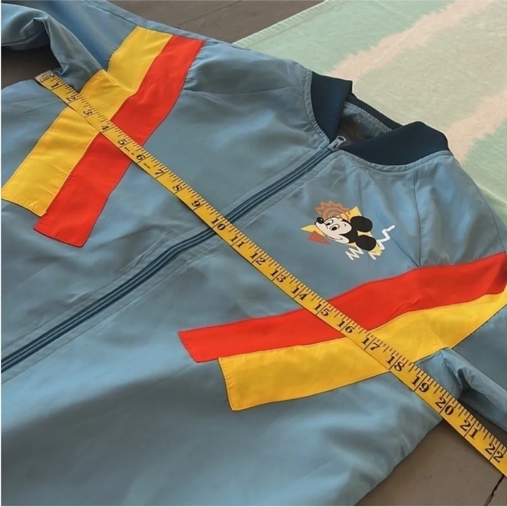 Disney Mickey Mouse Retro Windbreaker Jacket Blue Stripe Small - Picture 7 of 10